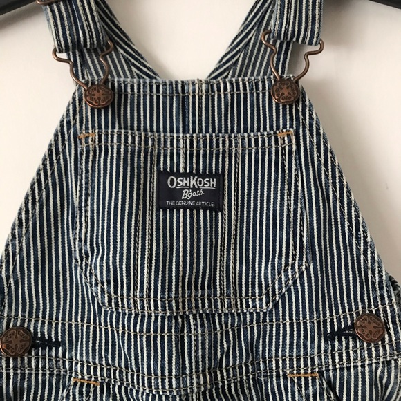 OshKosh B’Gosh Blue White Striped Overalls Baby - Picture 3 of 5